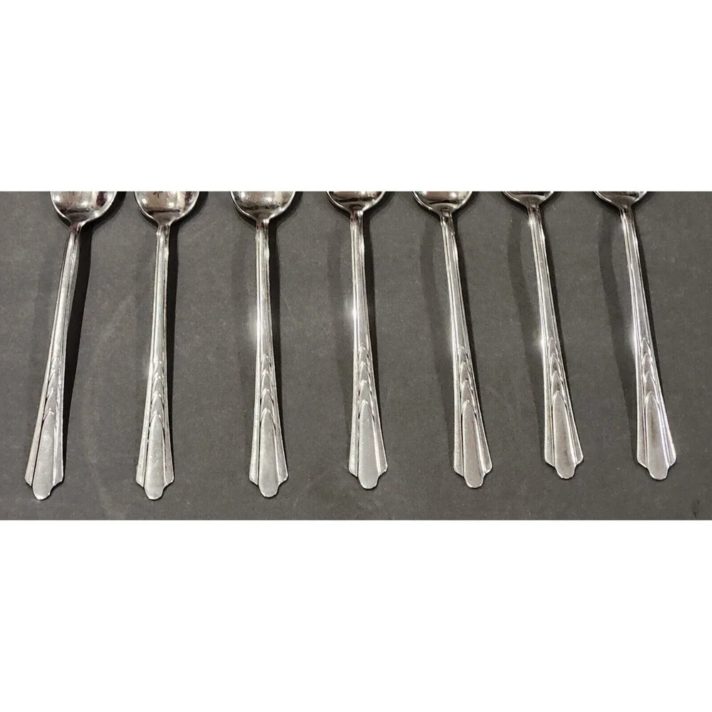 EKCO Stainless Chevron‎ Iced Tea Spoons Made USA Set of 7